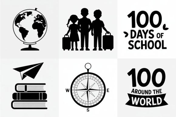 100 Days of School Around the World SVG