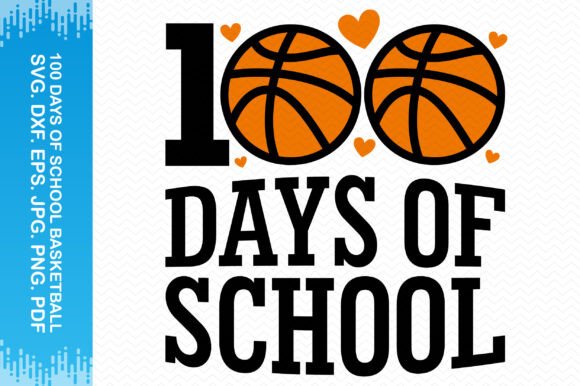 100 Days of School Basketball Clipart