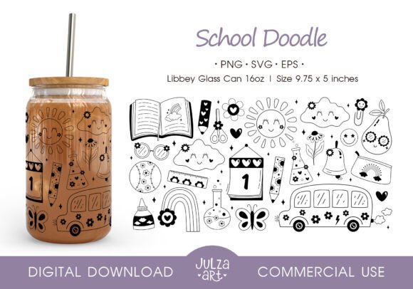 Black School 16oz Libbey Wrap PNG SVG: Graphics for Crafts and Branding