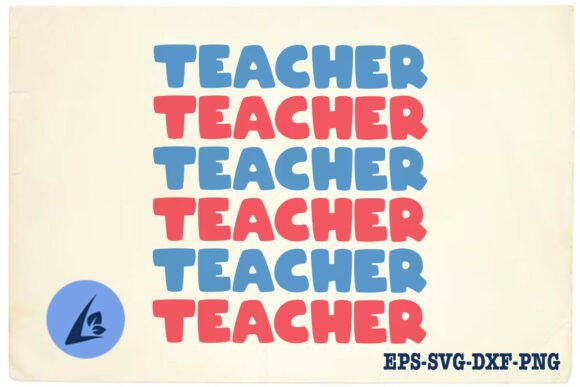 Cute Retro Teacher Red and Blue SVG