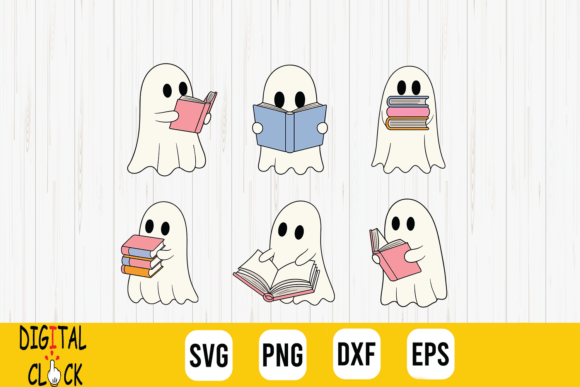 Ghost Book Nerd Halloween Reading Book Graphics and Crafts