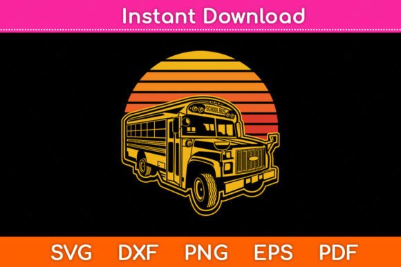 School Bus Driver Sunset Retro Vintage Graphics