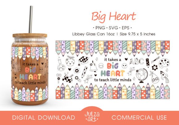 Teacher 16oz Glass Can Wrap Graphics for Crafts