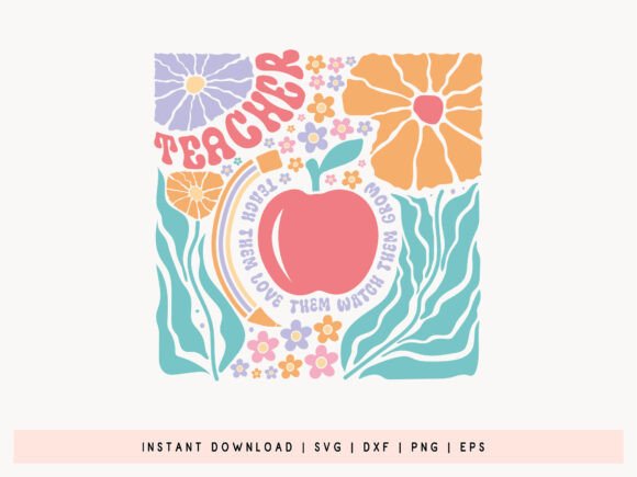 Teacher Apple Boho Floral SVG Design