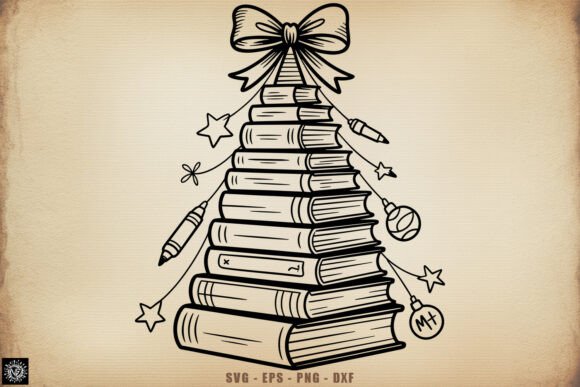 Teacher Book Christmas Tree SVG Graphics