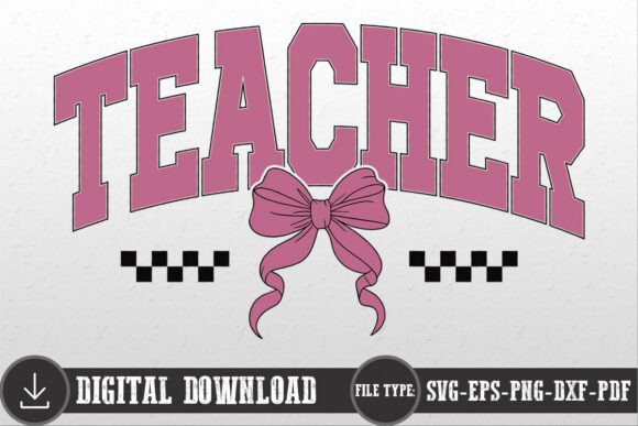 Teacher Gift Shirt Pink Coquette Bow SVG