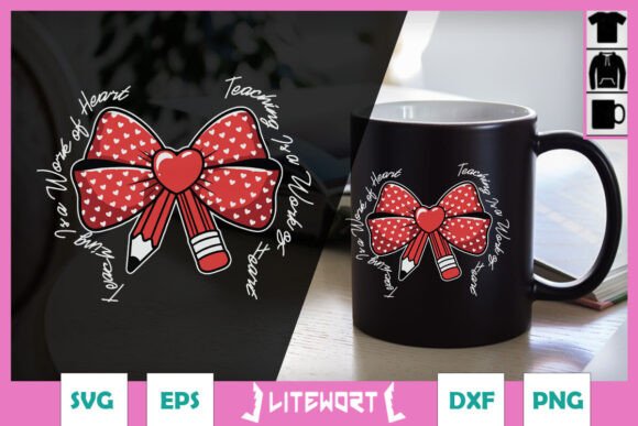 Teacher Valentine Coquette Pencil SVG Graphics